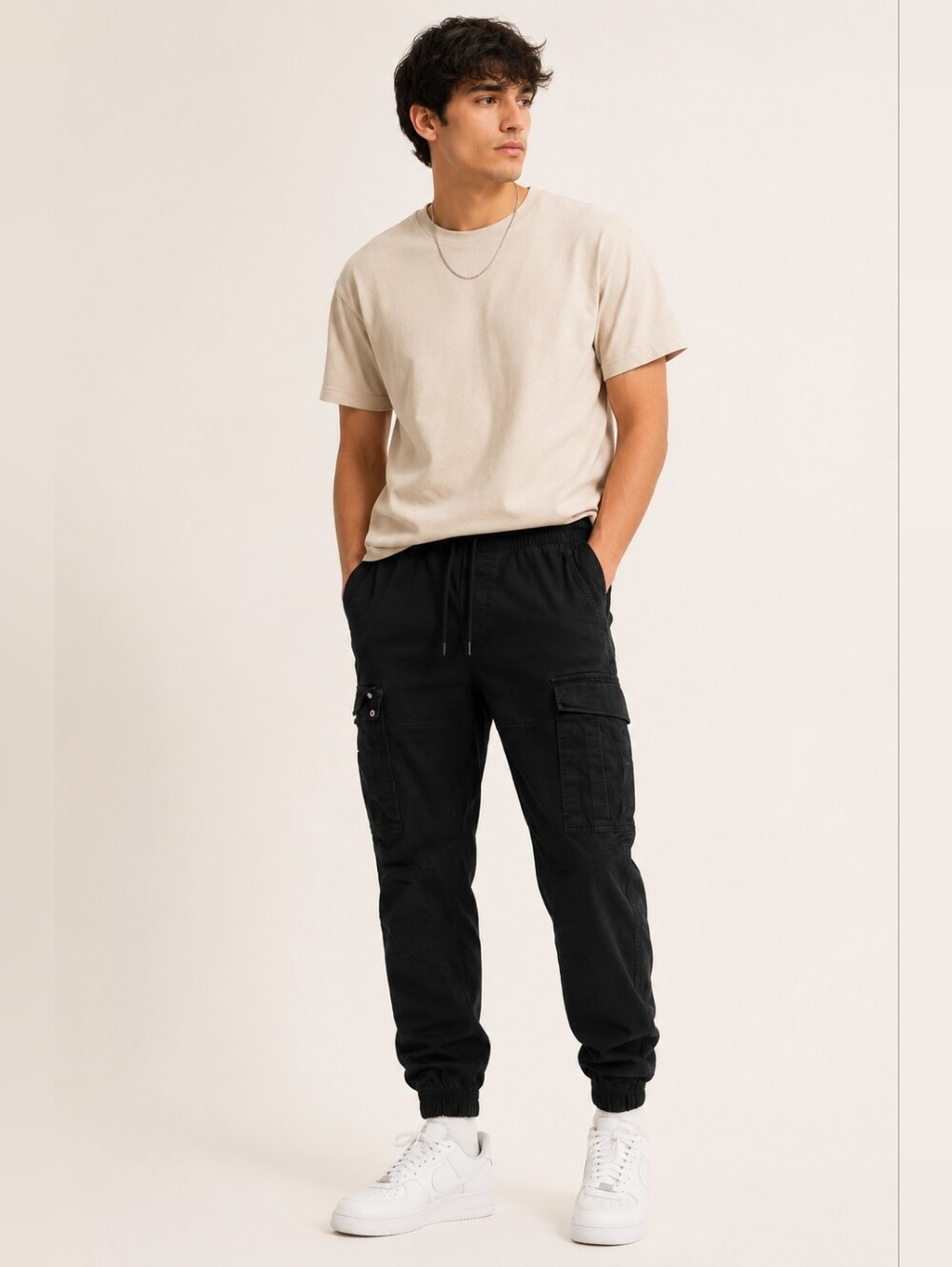 H&M Men's Black Cargo Jogger Pants Size S